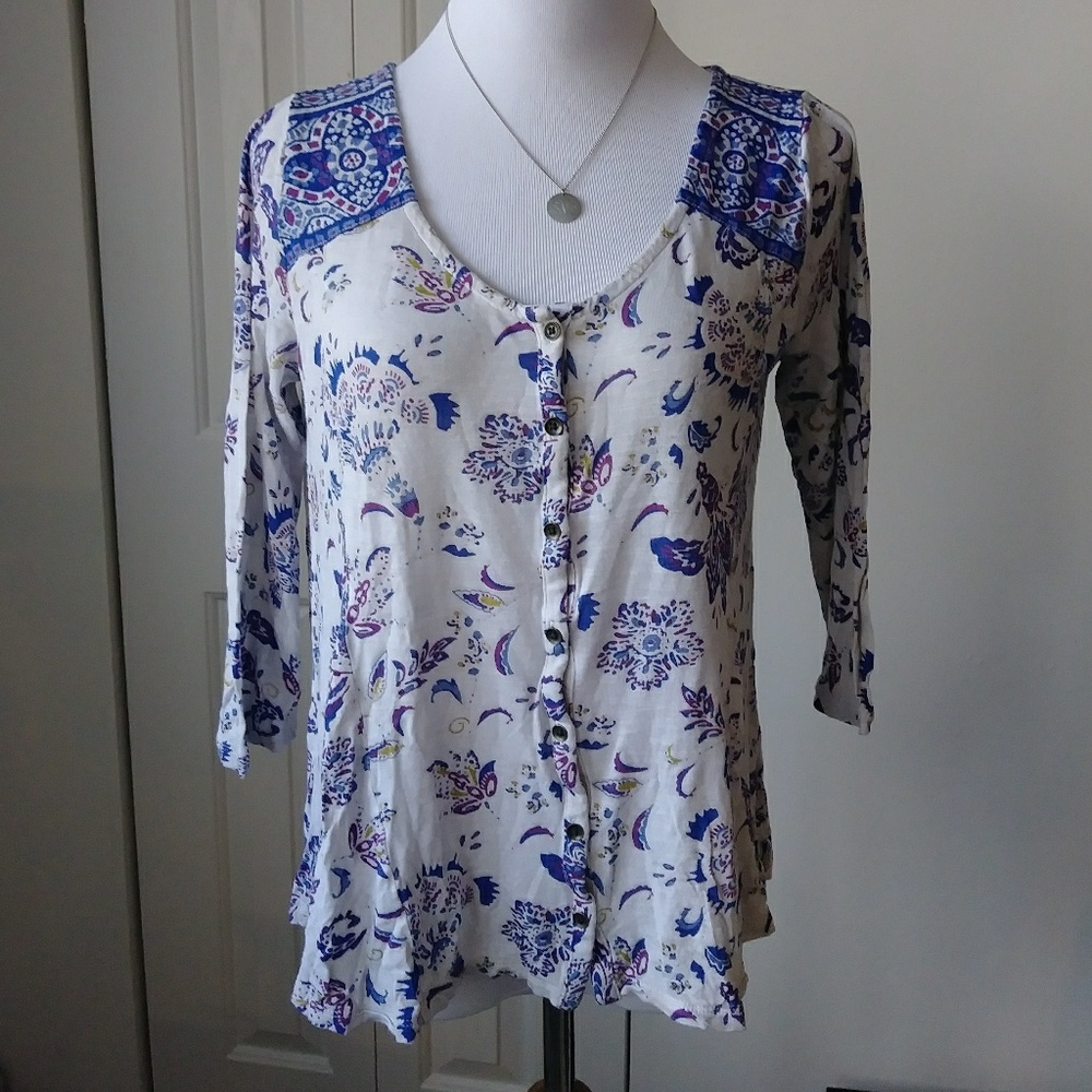 LUCKY🍀BRAND boho peasant flowy spring floral top